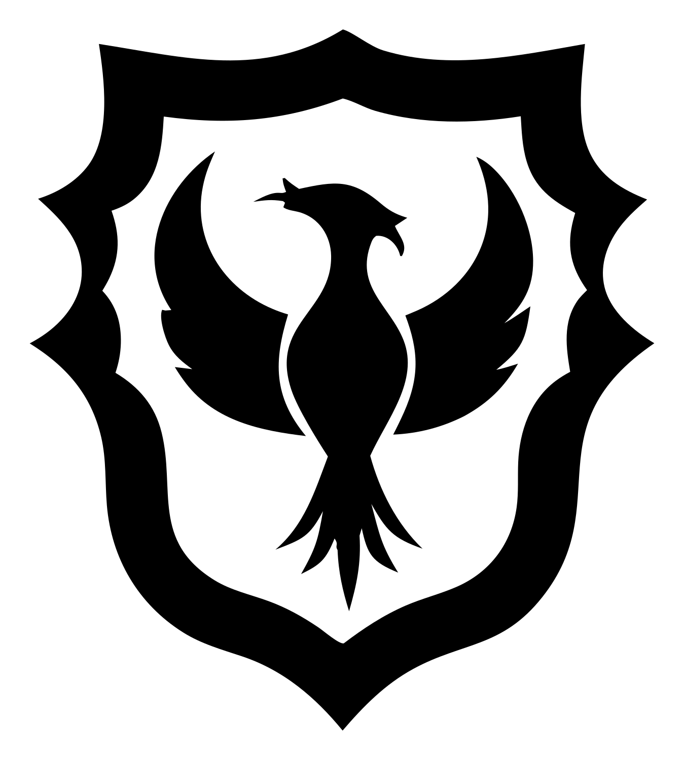 Blocky Phoenix Shield Badge #ffffff/#000000
