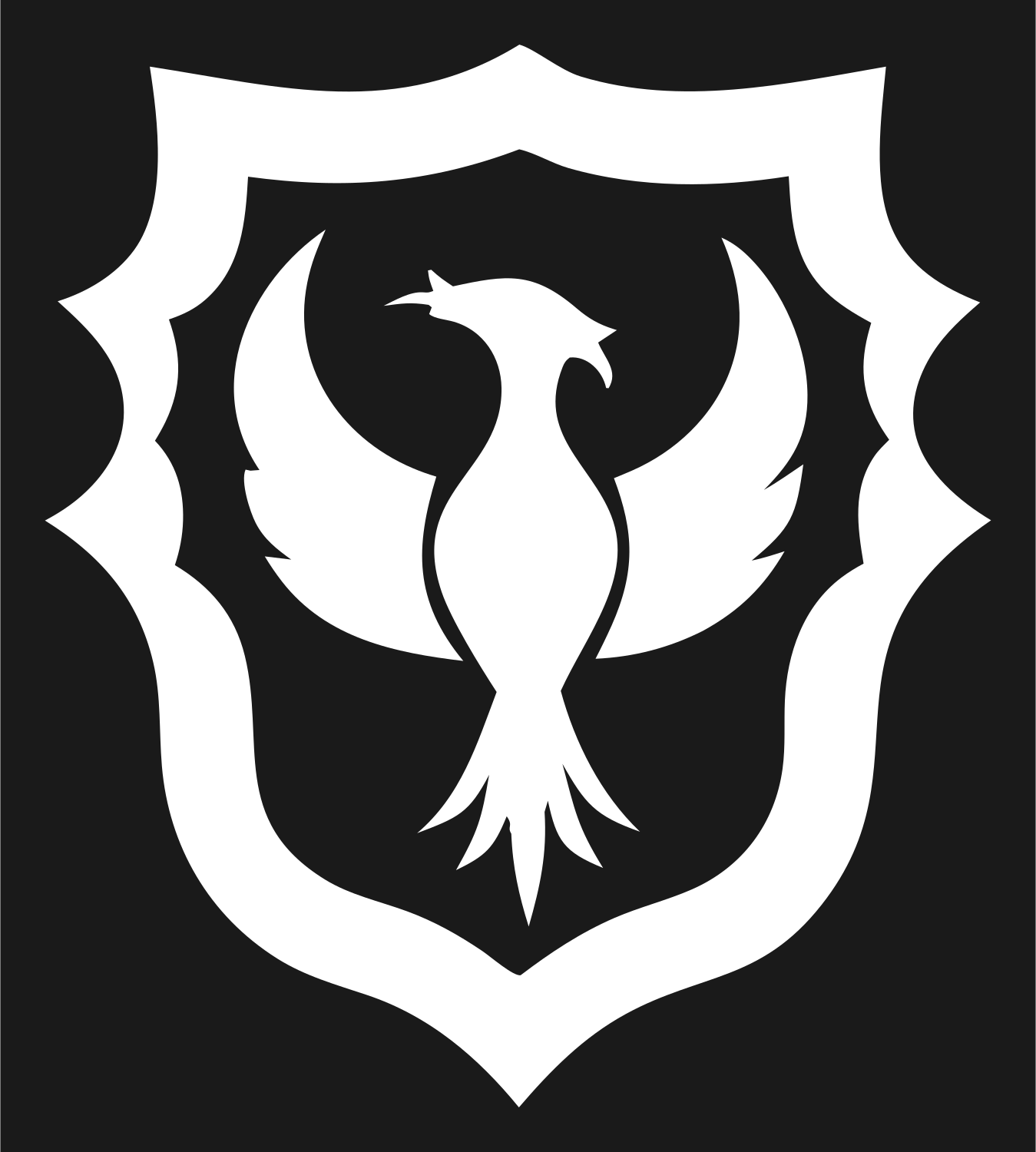 Blocky Phoenix Shield Badge #1a1a1a/#ffffff