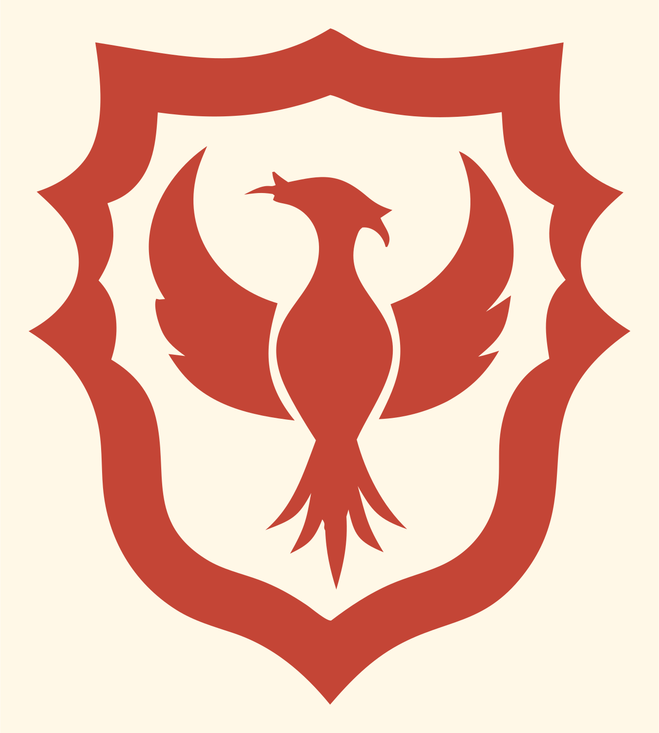 Blocky Phoenix Shield Badge #fff8e7/#c44536