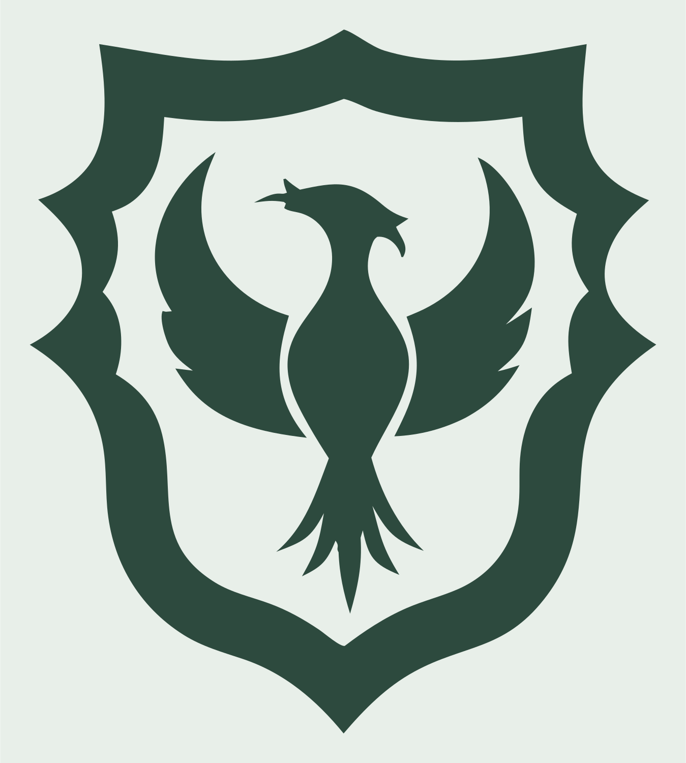 Blocky Phoenix Shield Badge #e8efe9/#2d4a3e
