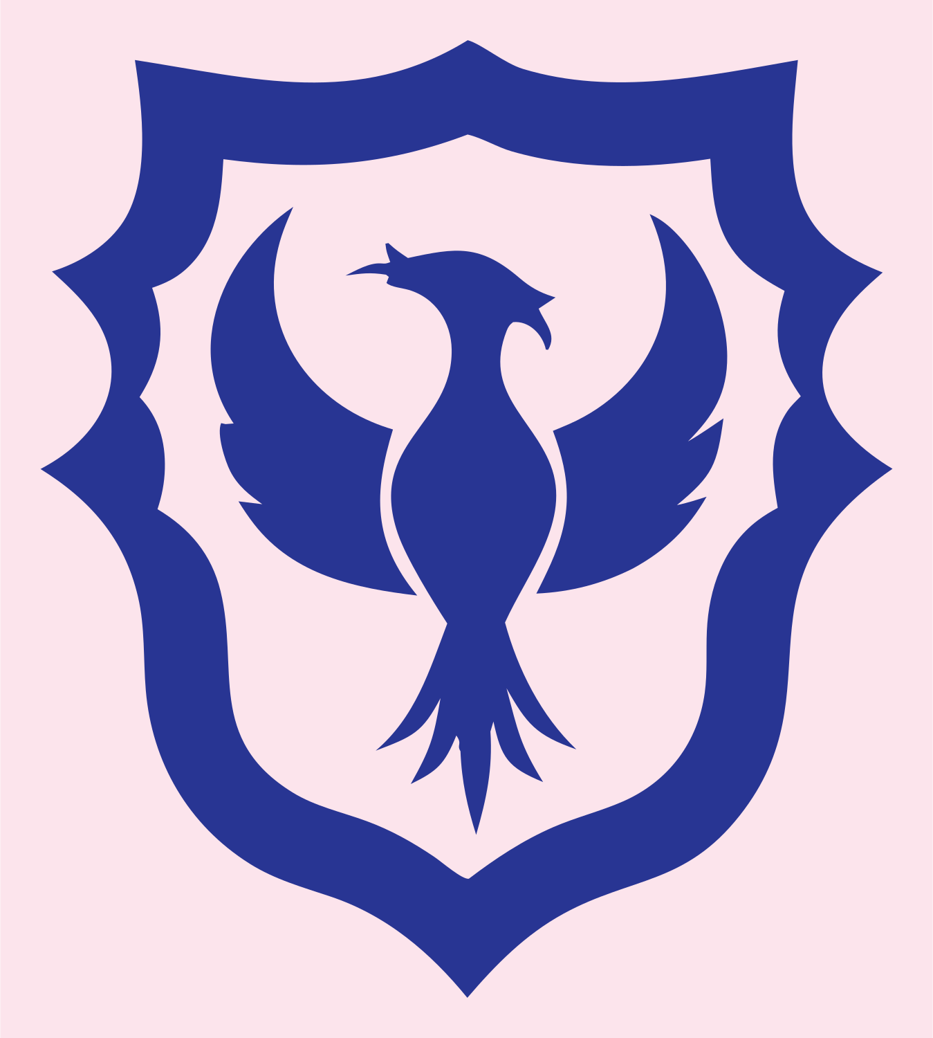 Blocky Phoenix Shield Badge #fce4ec/#283593
