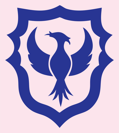 Blocky Phoenix Shield Badge #fce4ec/#283593