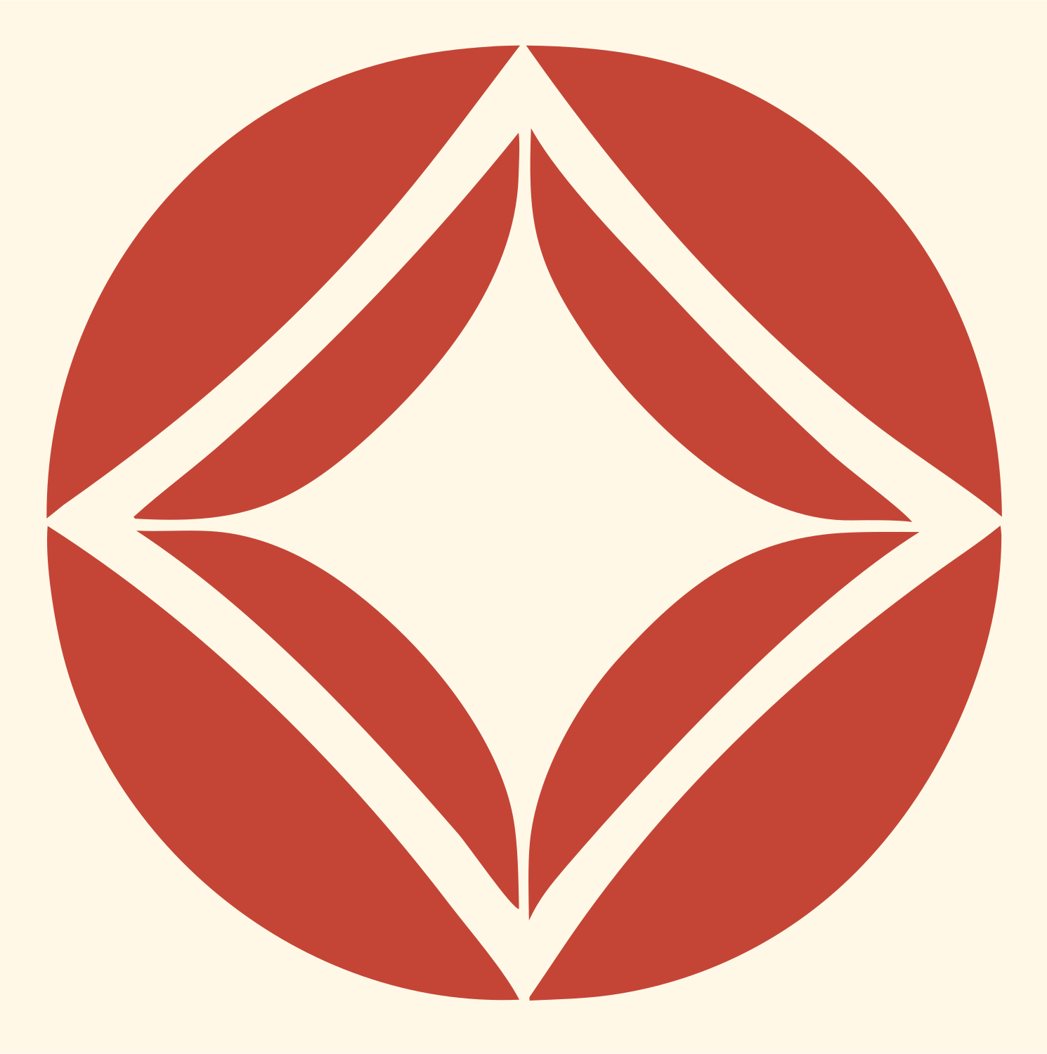 Bold Diamond Circle Emblem #fff8e7/#c44536