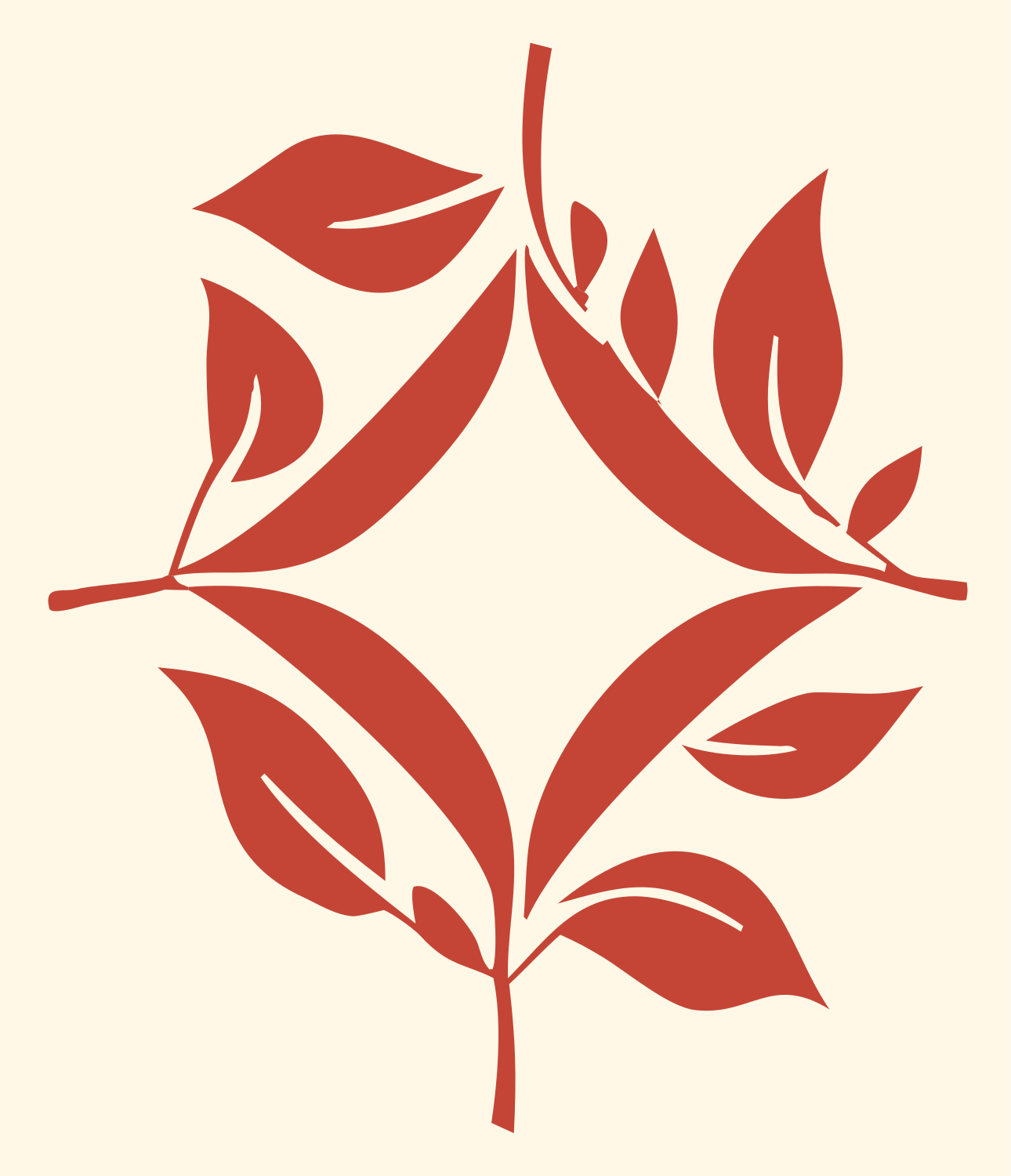 Bold Botanical Diamond Mark #fff8e7/#c44536