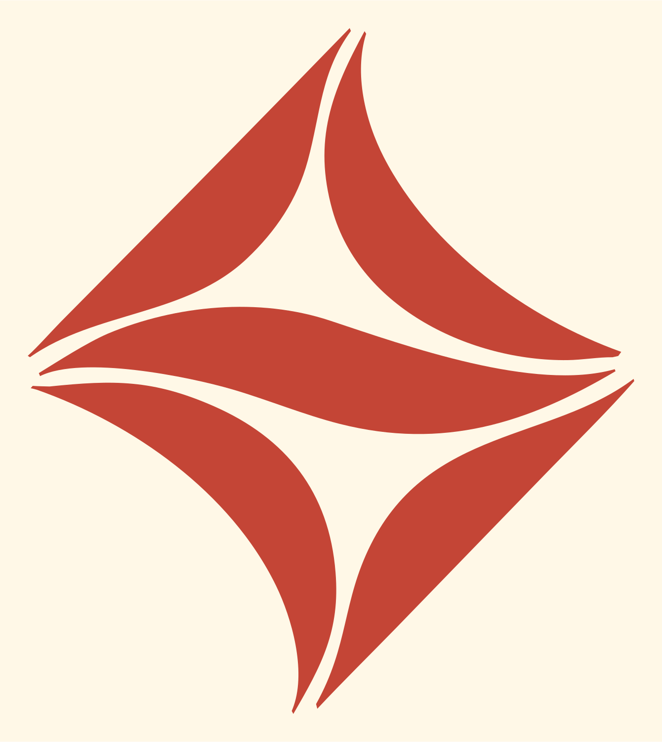 Bold Four-Point Star Mark #fff8e7/#c44536