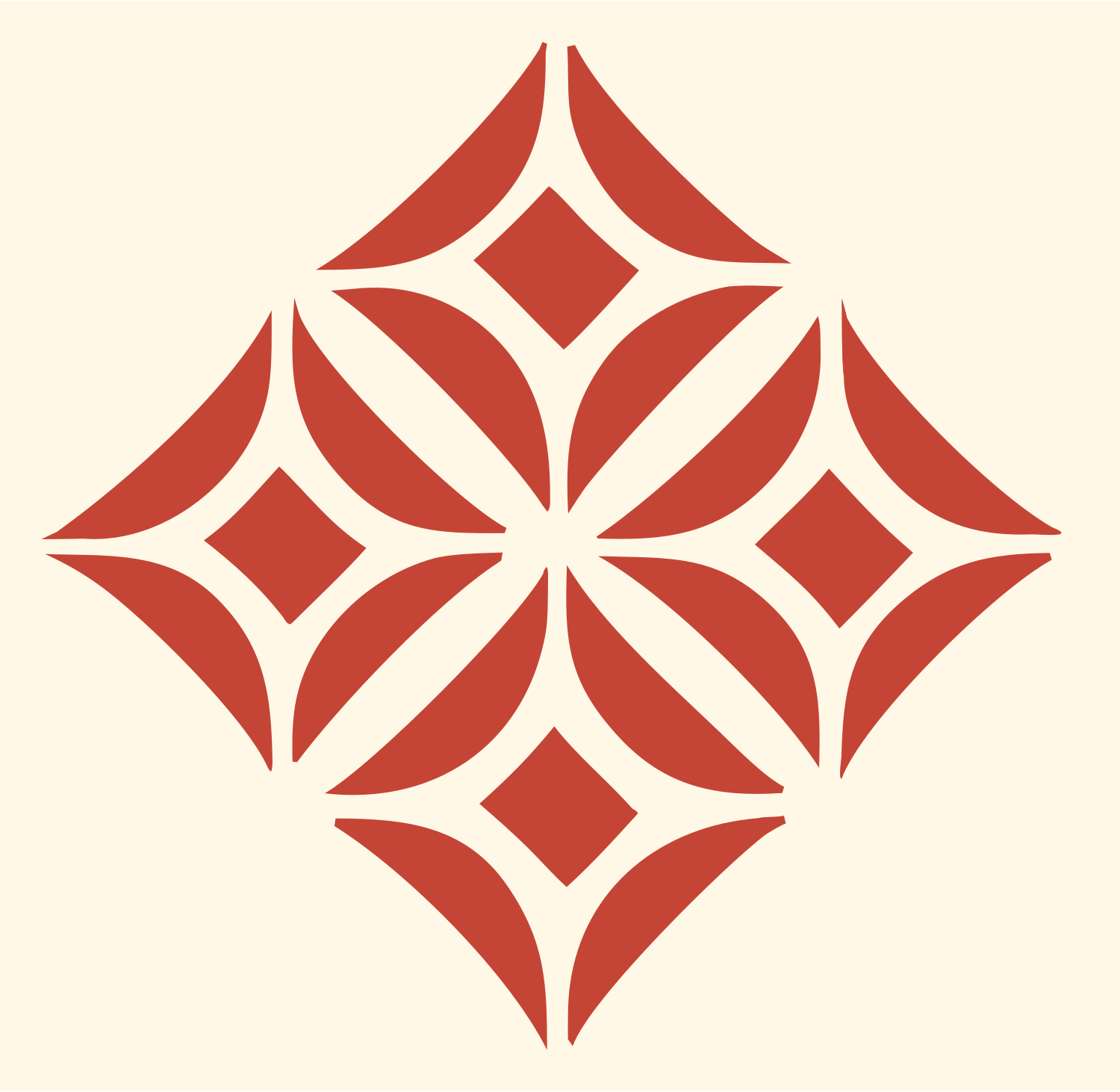 Geometric Diamond Lattice Crest #fff8e7/#c44536