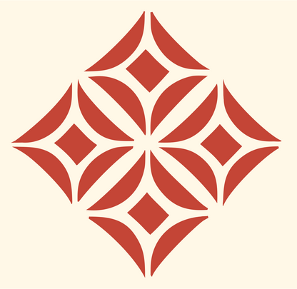 Geometric Diamond Lattice Crest #fff8e7/#c44536