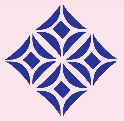 Geometric Diamond Lattice Crest #fce4ec/#283593