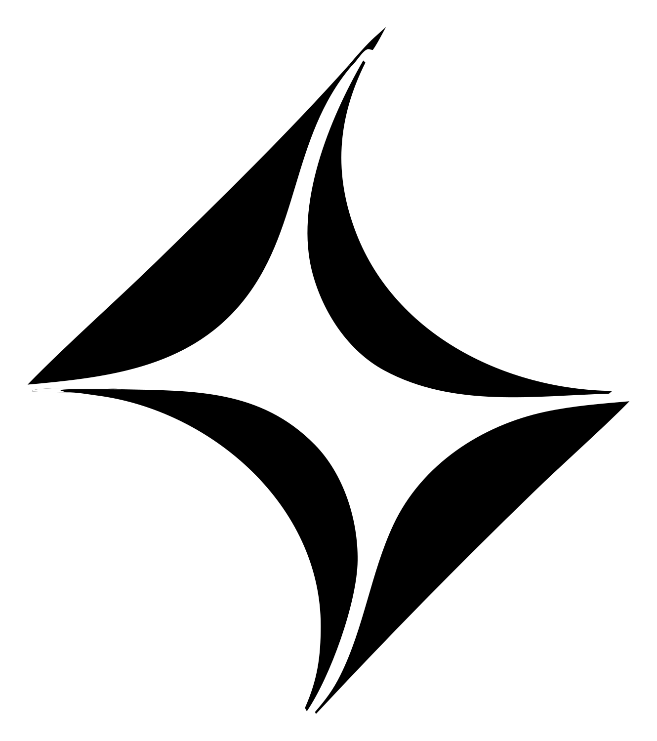 Bold Four-Point Star Icon #ffffff/#000000