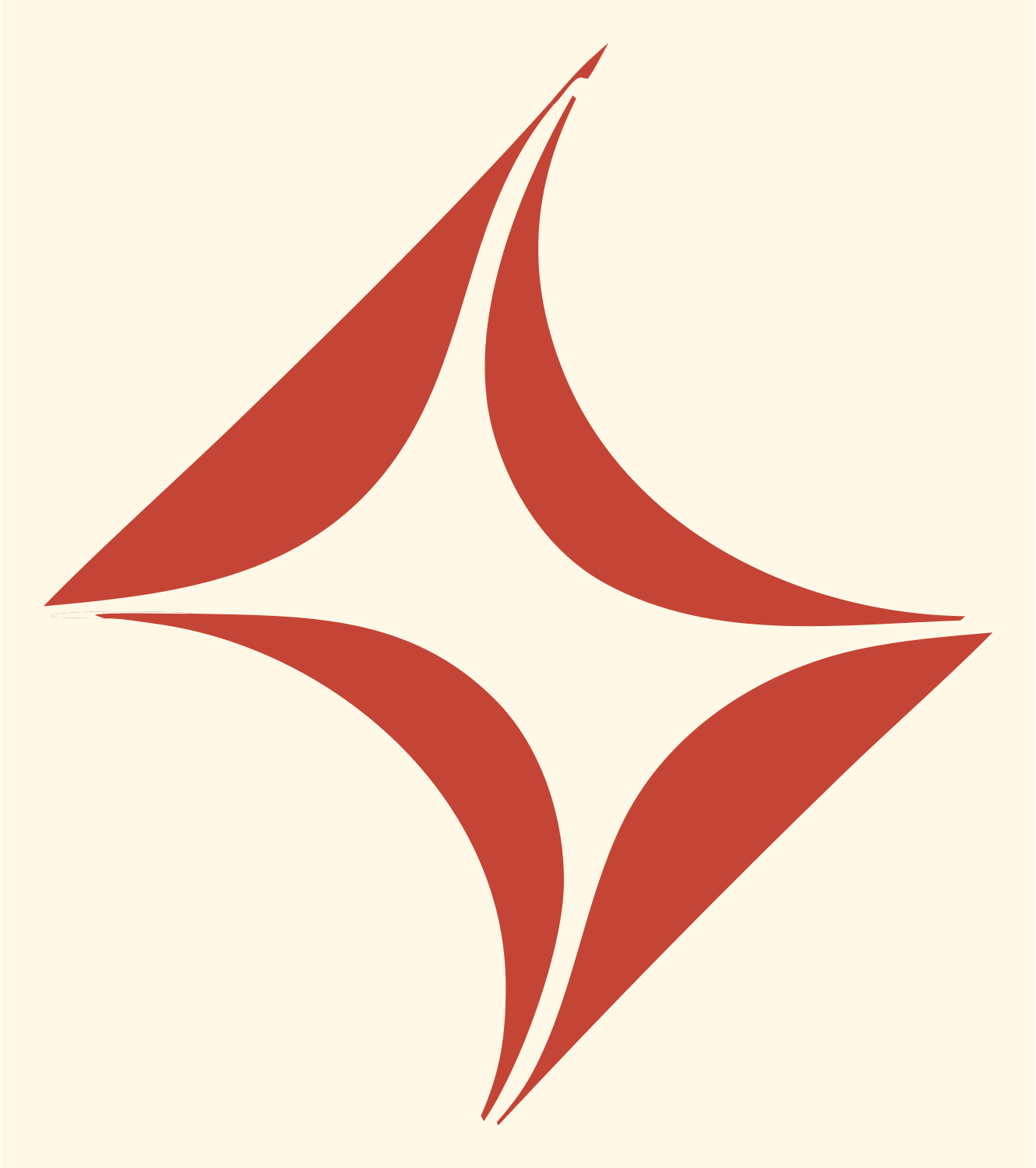 Bold Four-Point Star Icon #fff8e7/#c44536