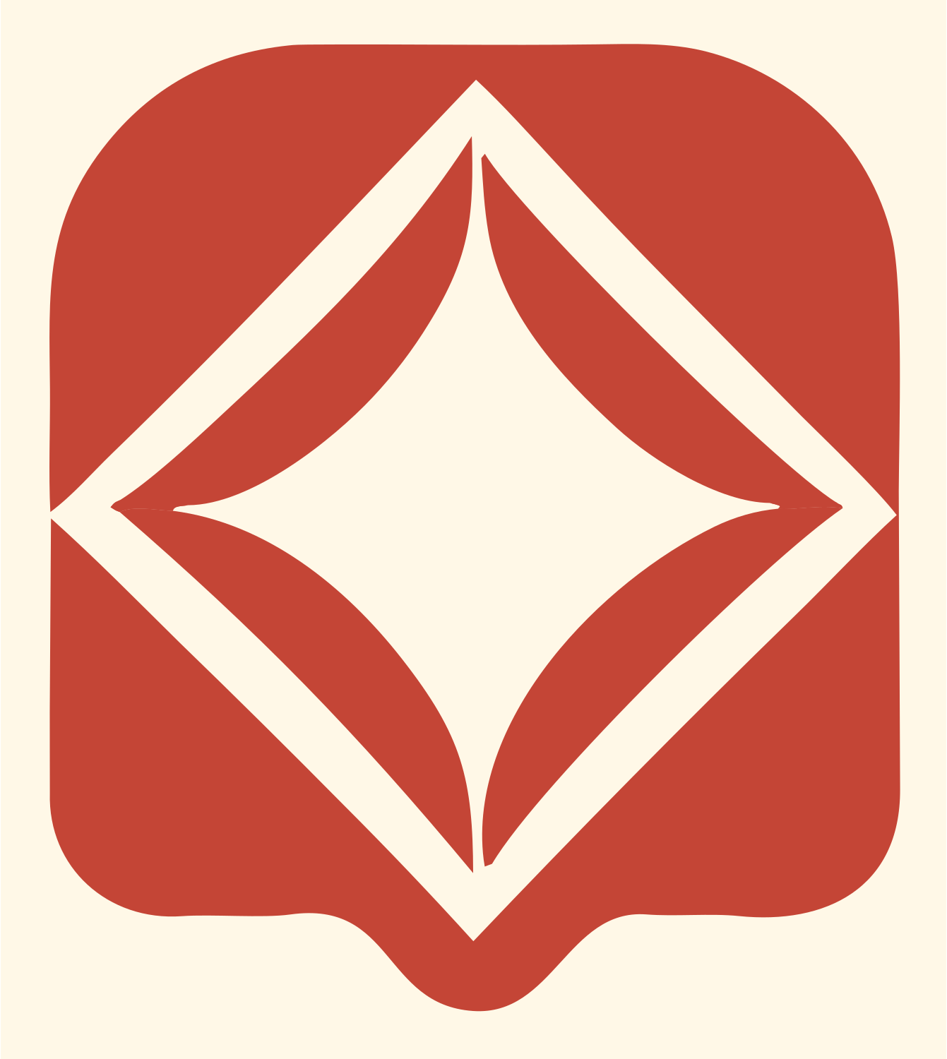 Bold Diamond Negative Space Badge #fff8e7/#c44536