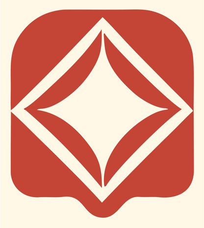 Bold Diamond Negative Space Badge #fff8e7/#c44536