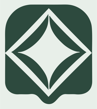 Bold Diamond Negative Space Badge #e8efe9/#2d4a3e