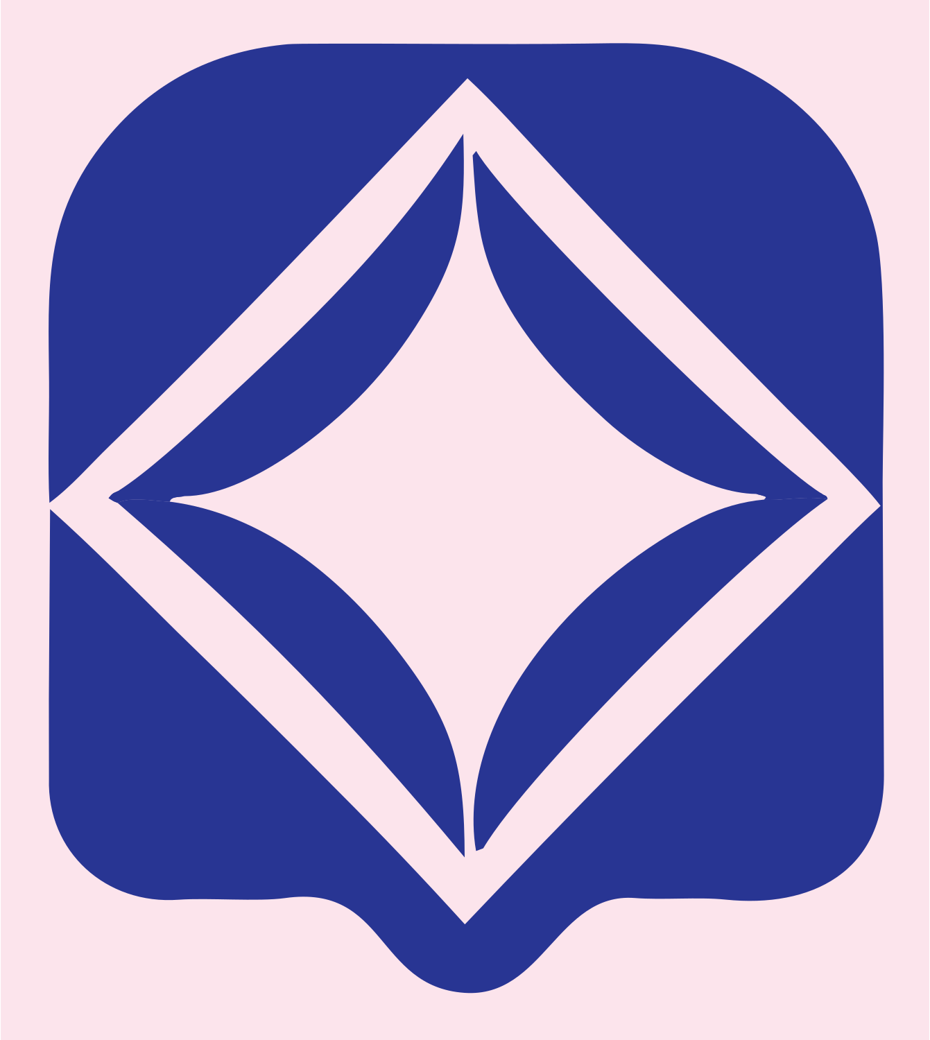 Bold Diamond Negative Space Badge #fce4ec/#283593