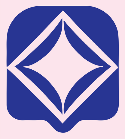 Bold Diamond Negative Space Badge #fce4ec/#283593