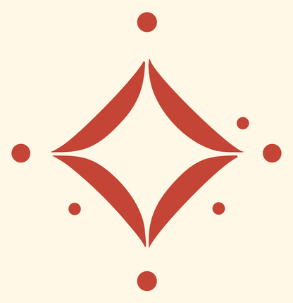 Bold Star Diamond Dot Badge #fff8e7/#c44536