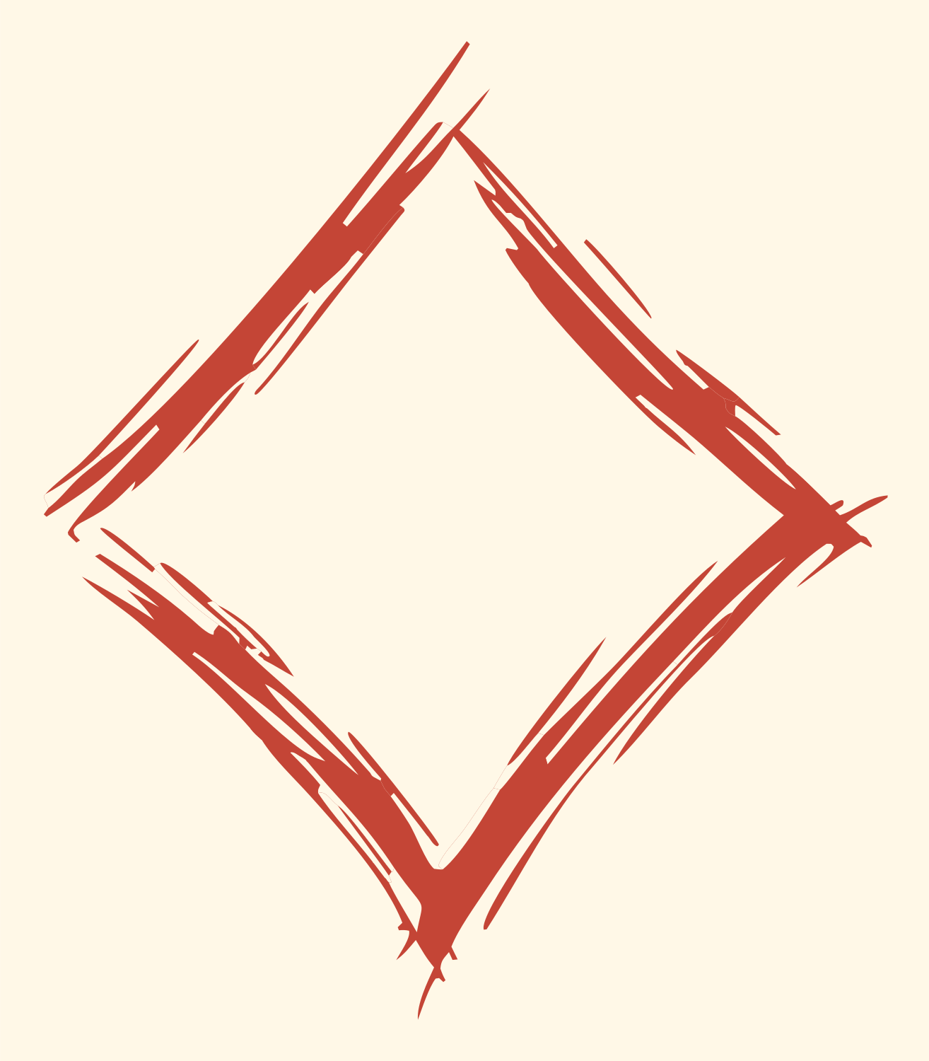 Hand-Drawn Diamond Frame Mark #fff8e7/#c44536