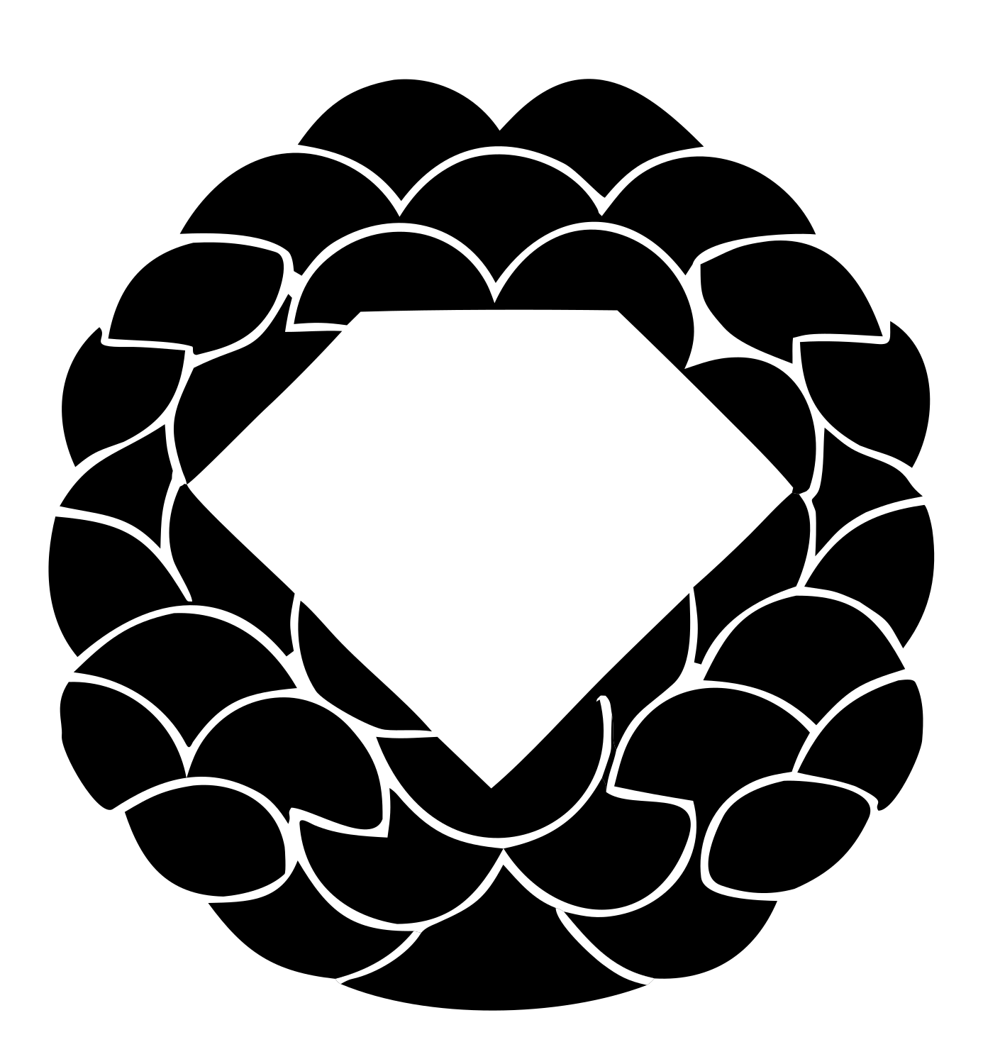 Diamond Braided Wreath Badge #ffffff/#000000