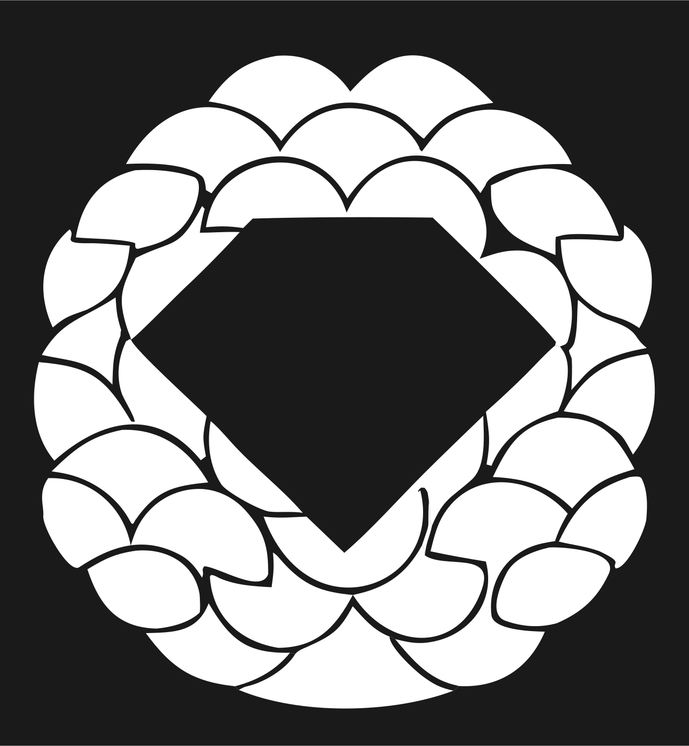 Diamond Braided Wreath Badge #1a1a1a/#ffffff