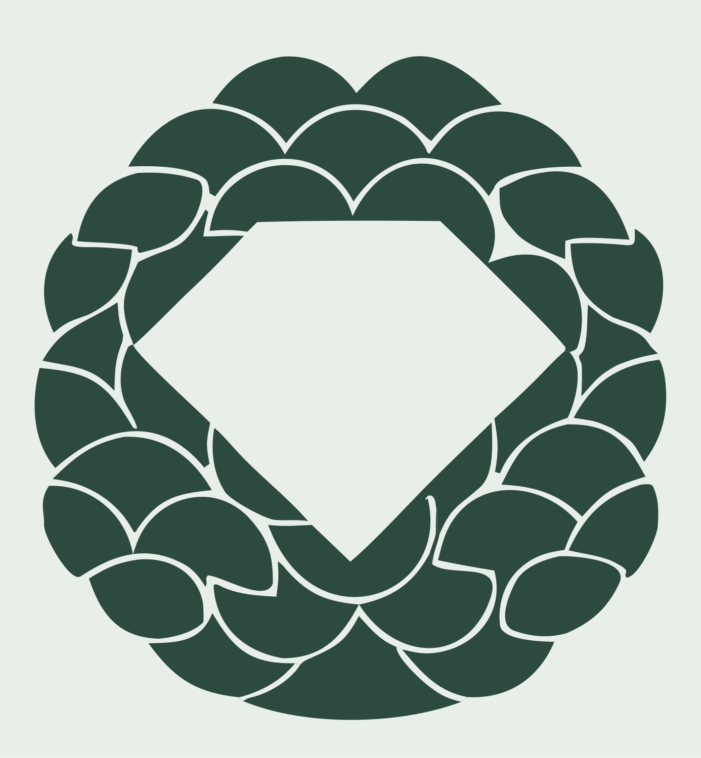 Diamond Braided Wreath Badge #e8efe9/#2d4a3e