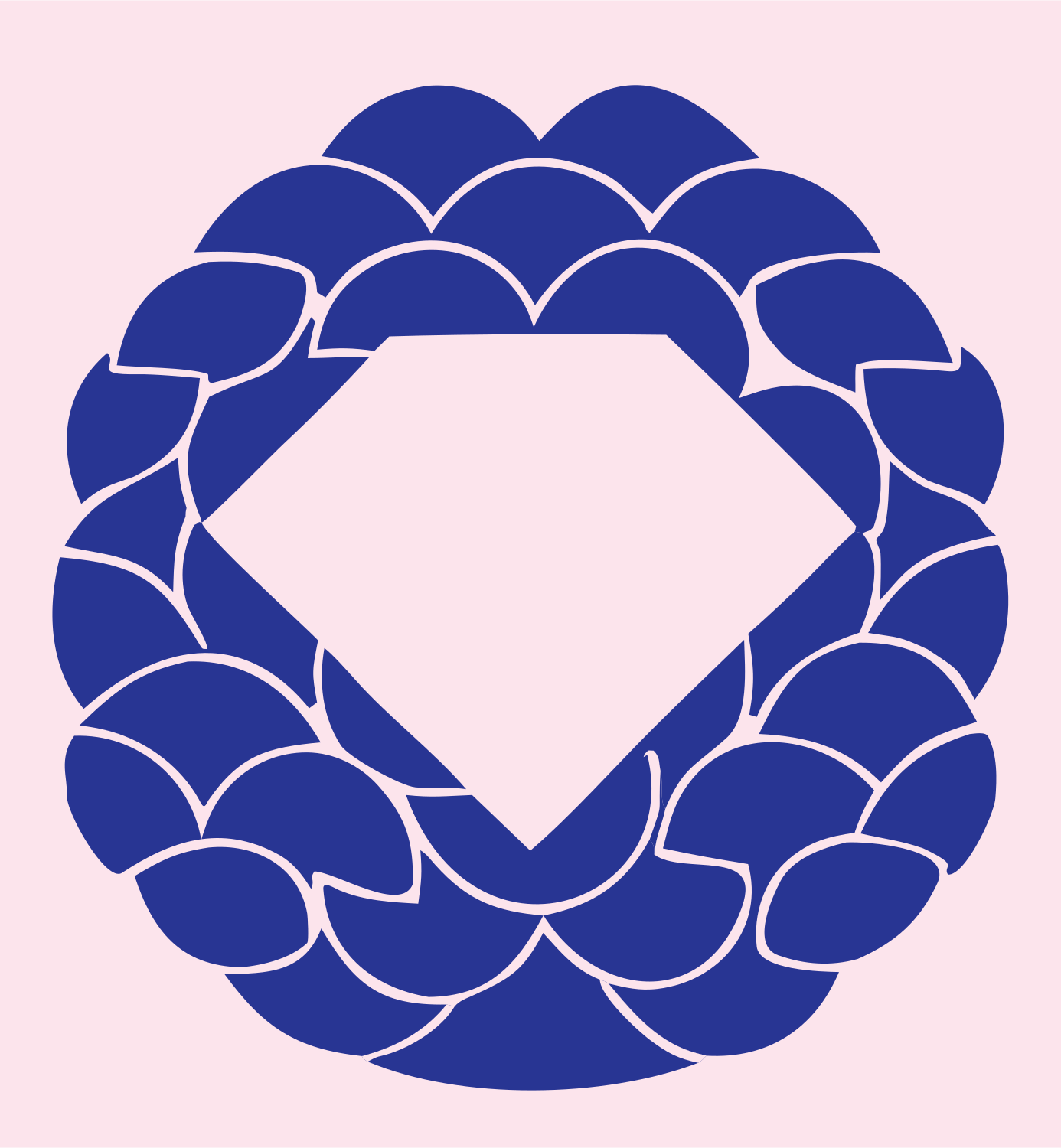Diamond Braided Wreath Badge #fce4ec/#283593