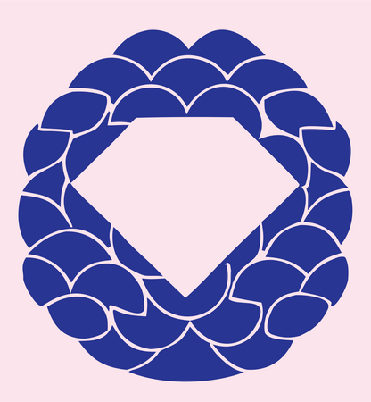 Diamond Braided Wreath Badge #fce4ec/#283593