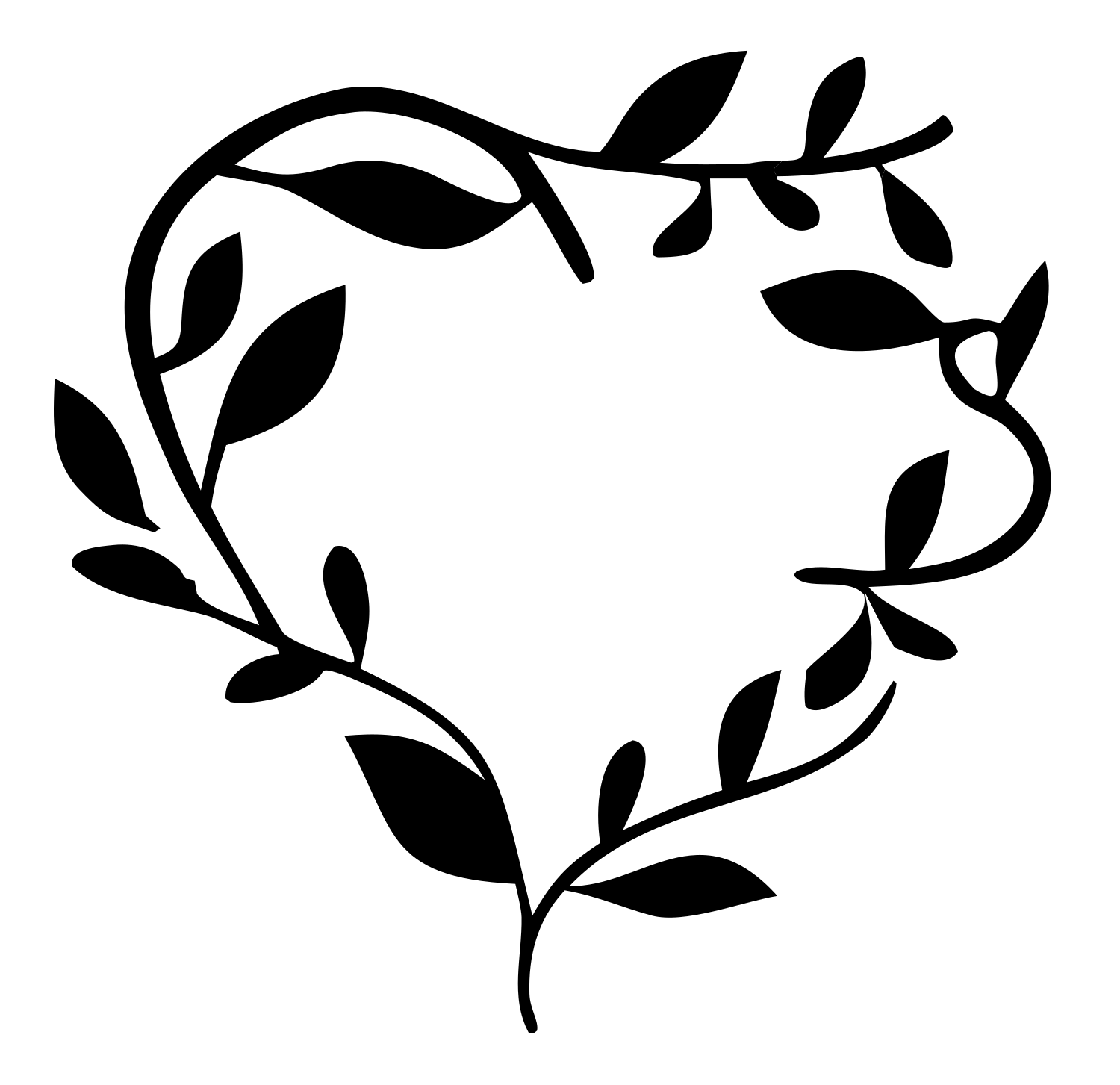 Floral Vine Heart Mark #ffffff/#000000
