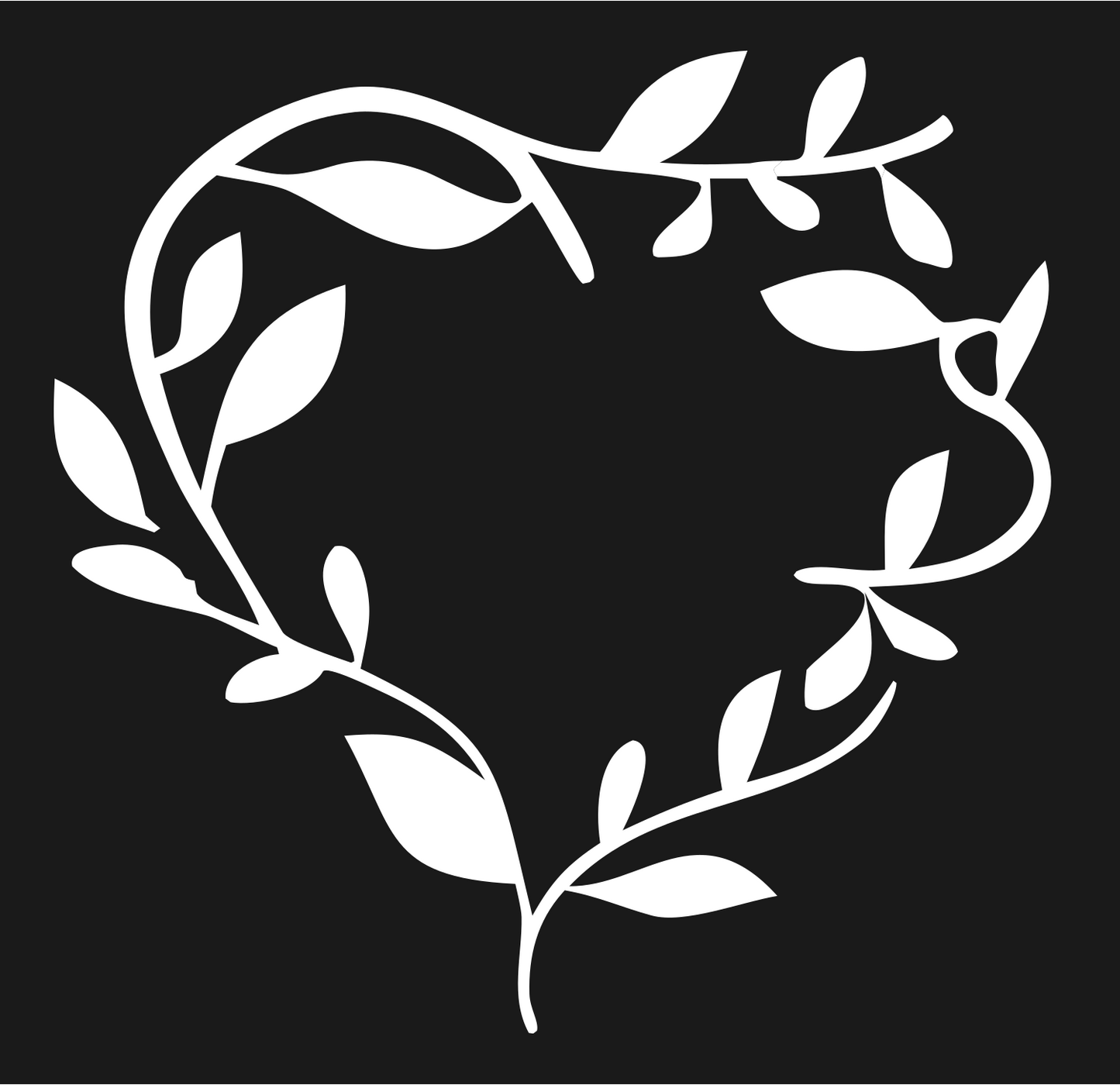 Floral Vine Heart Mark #1a1a1a/#ffffff
