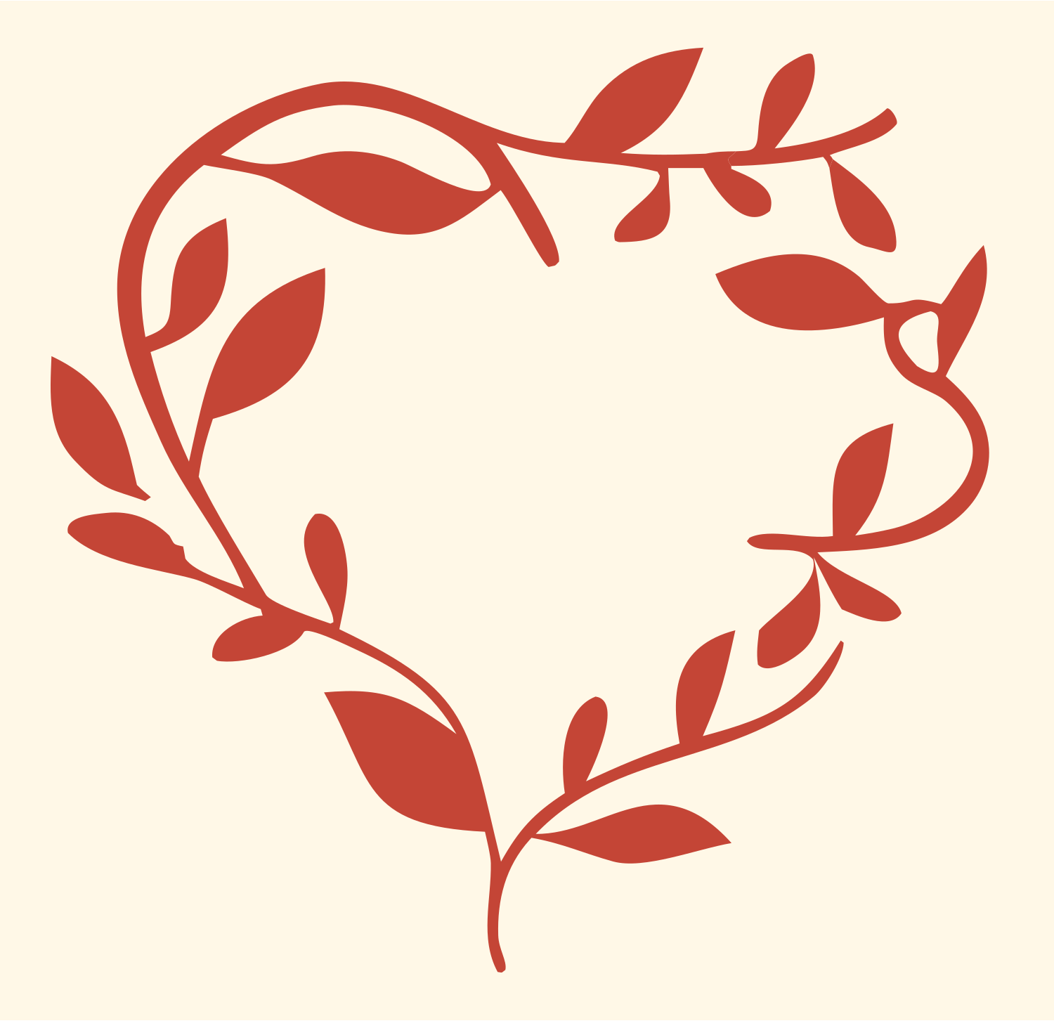 Floral Vine Heart Mark #fff8e7/#c44536
