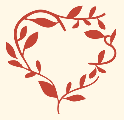 Floral Vine Heart Mark #fff8e7/#c44536
