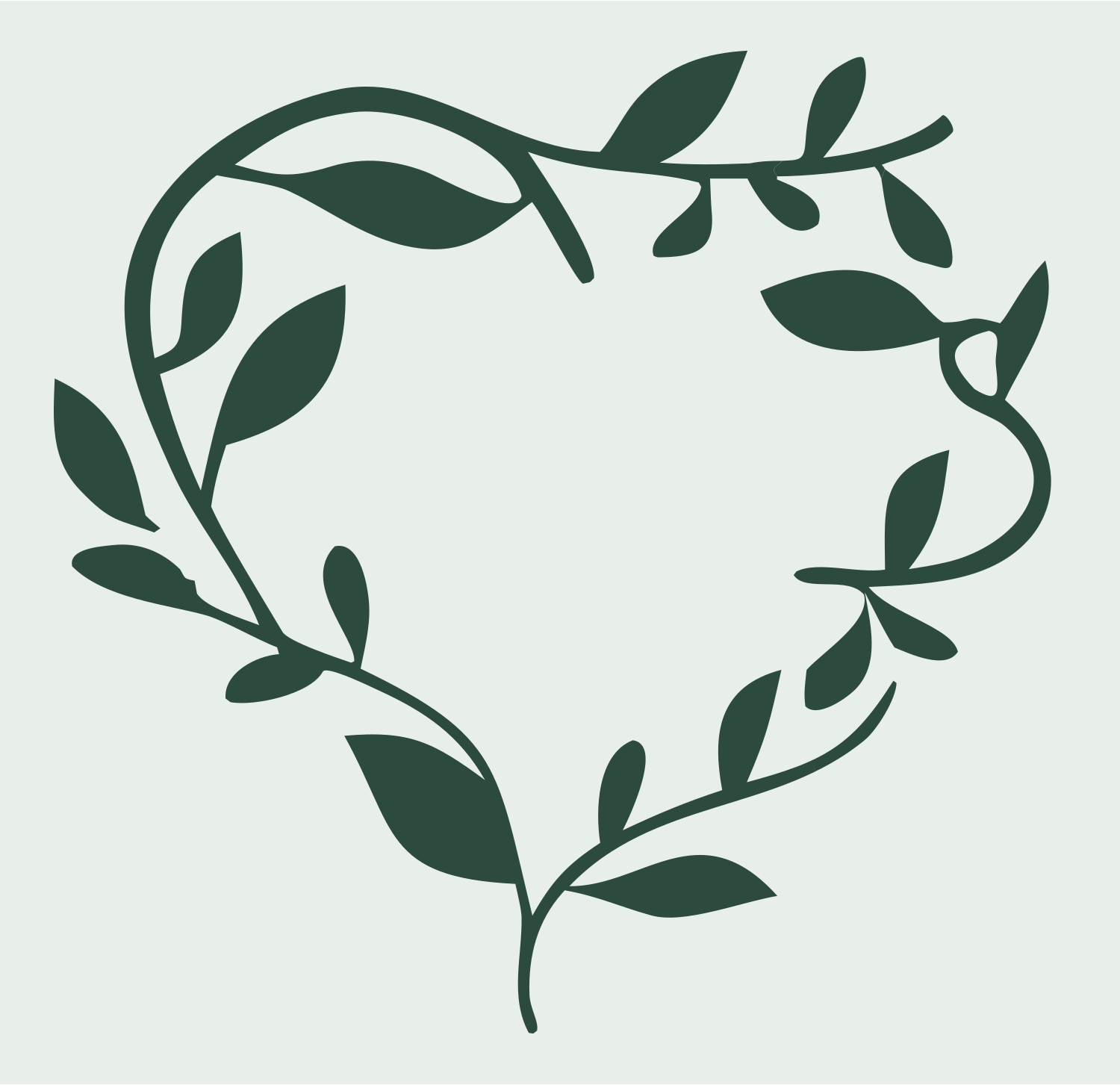 Floral Vine Heart Mark #e8efe9/#2d4a3e
