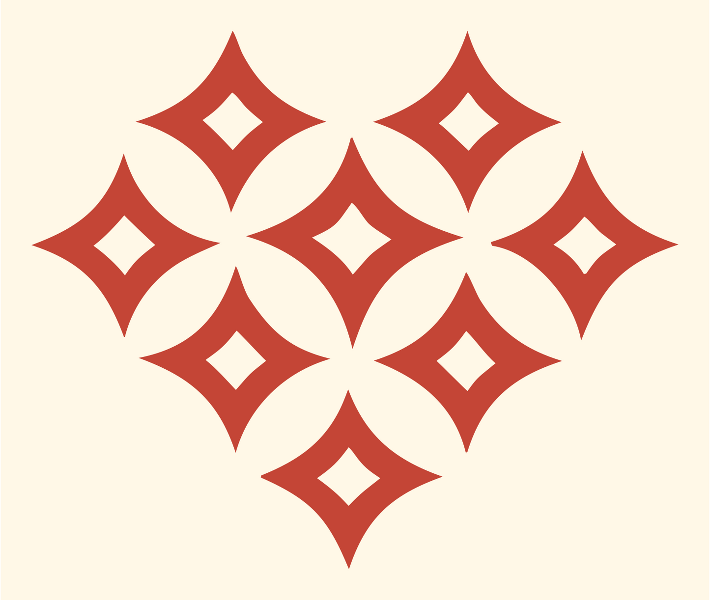 Diamond Star Heart Badge #fff8e7/#c44536