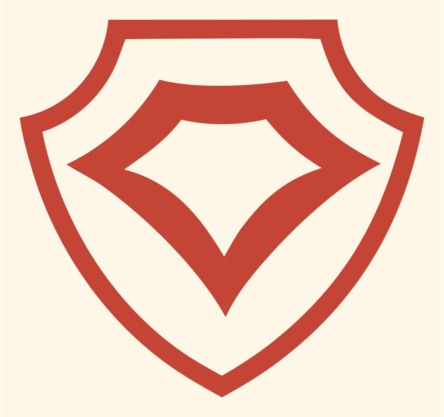 Monoline Shield Diamond Crest #fff8e7/#c44536