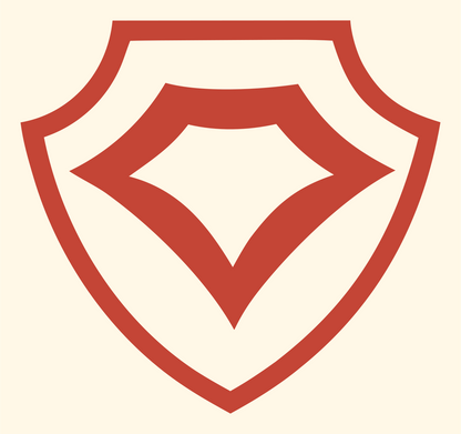 Monoline Shield Diamond Crest #fff8e7/#c44536