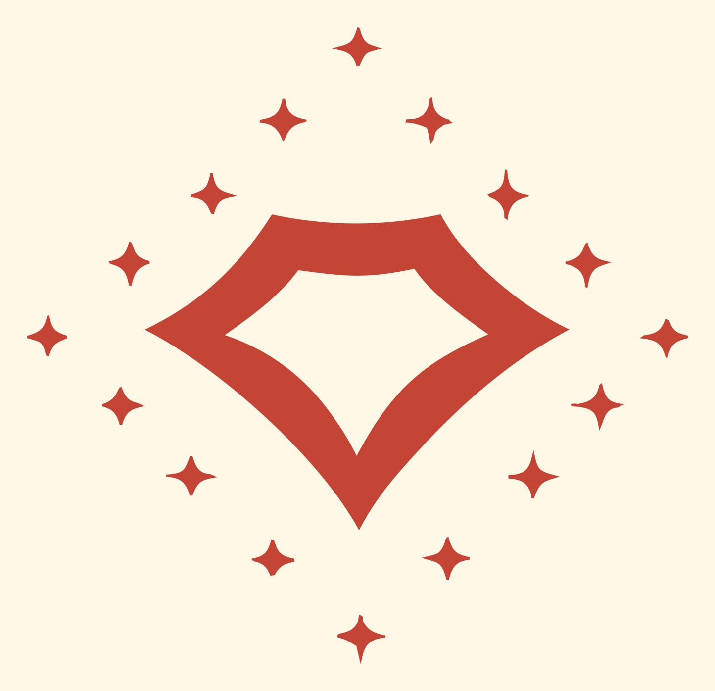 Sparkling Diamond Gem Icon #fff8e7/#c44536