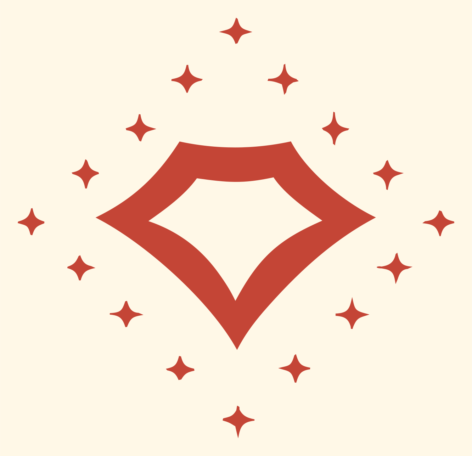 Sparkling Diamond Gem Icon #fff8e7/#c44536