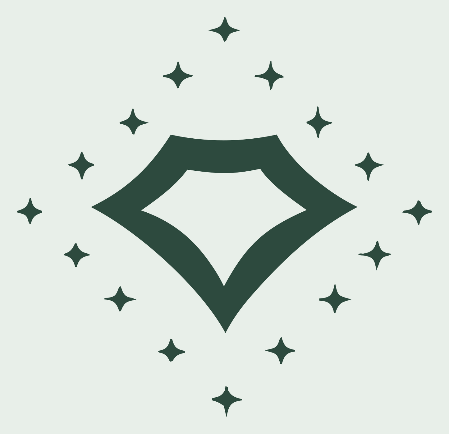 Sparkling Diamond Gem Icon #e8efe9/#2d4a3e