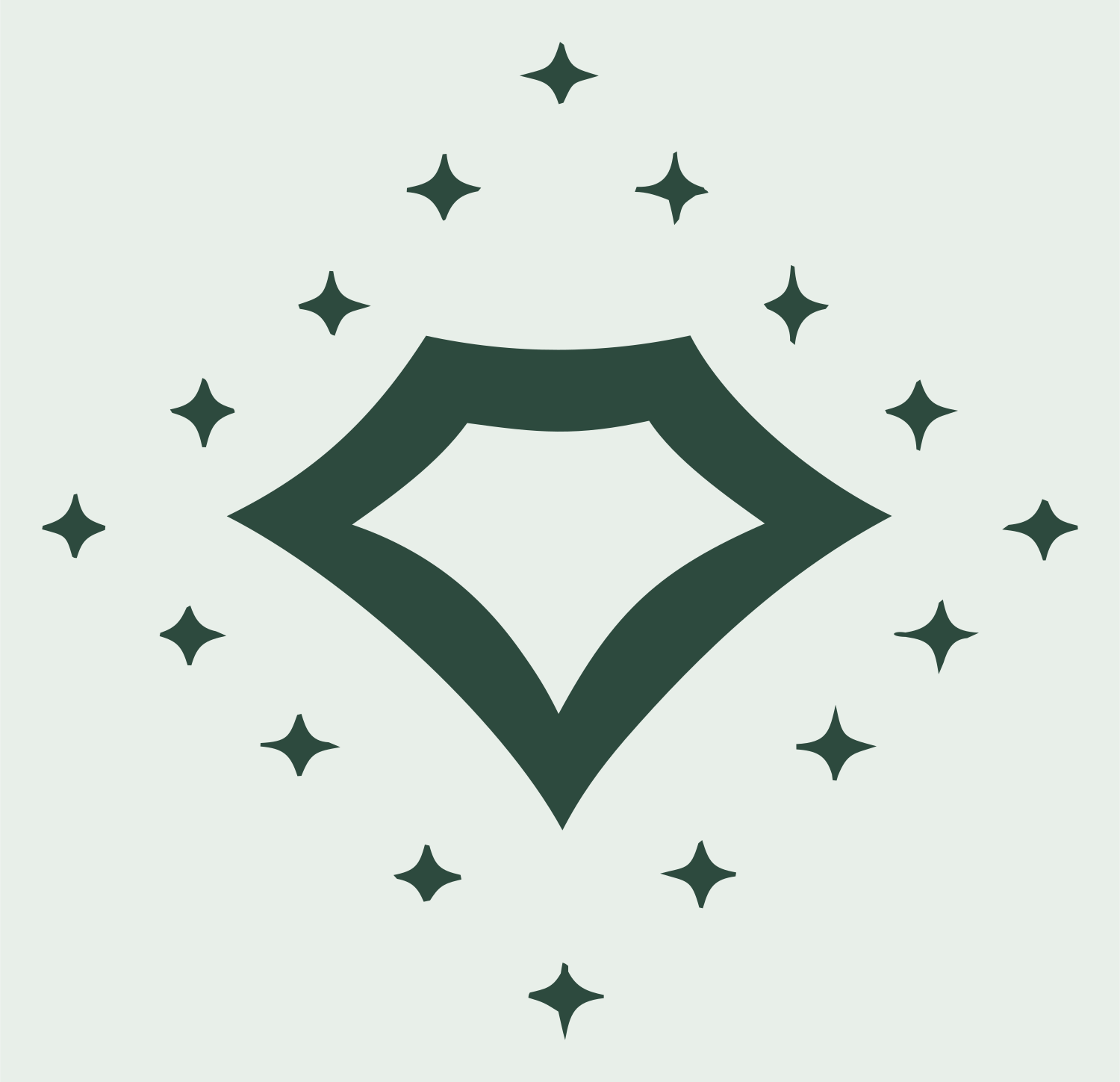 Sparkling Diamond Gem Icon #e8efe9/#2d4a3e