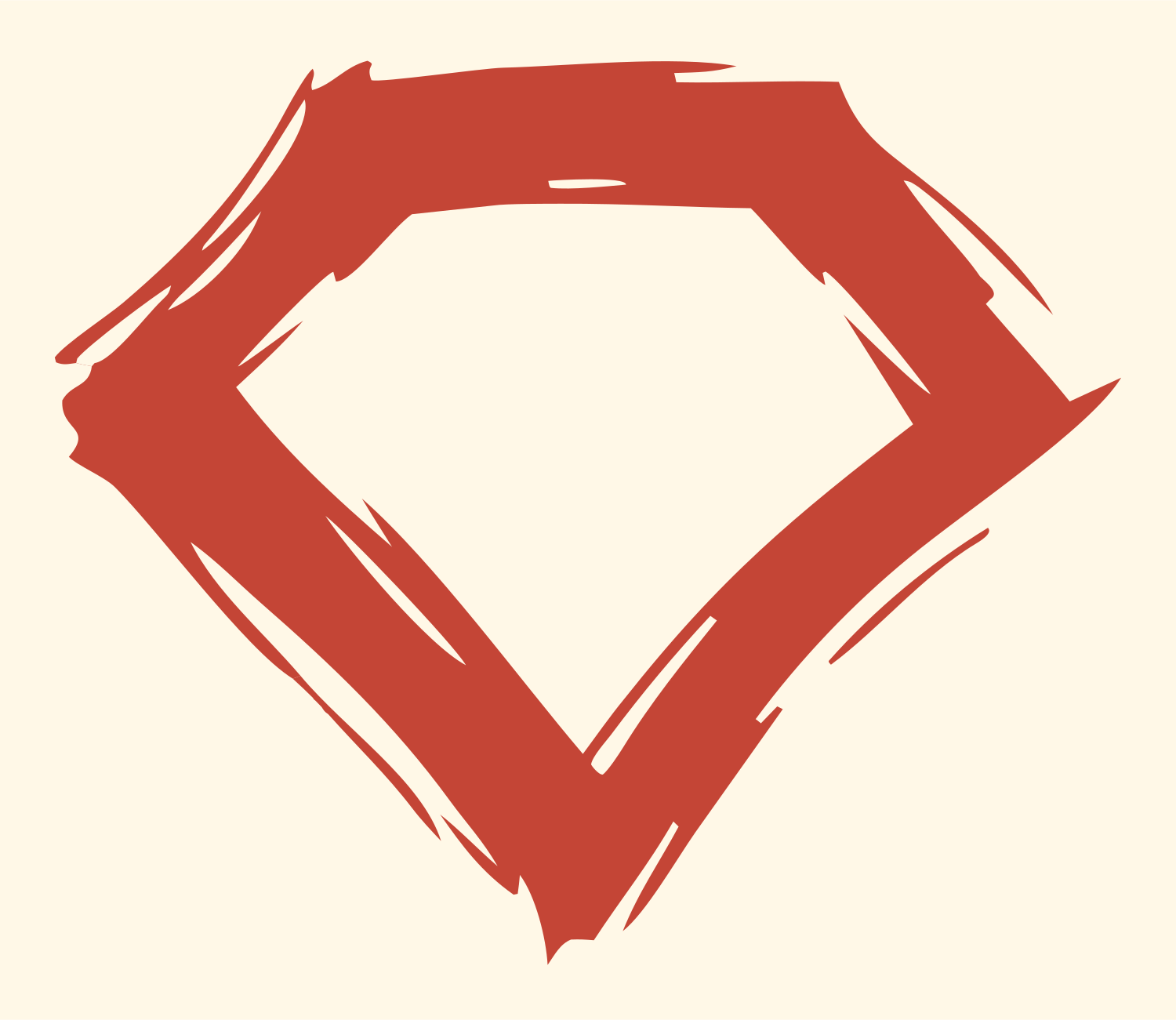 Sketchy Diamond Outline Mark #fff8e7/#c44536