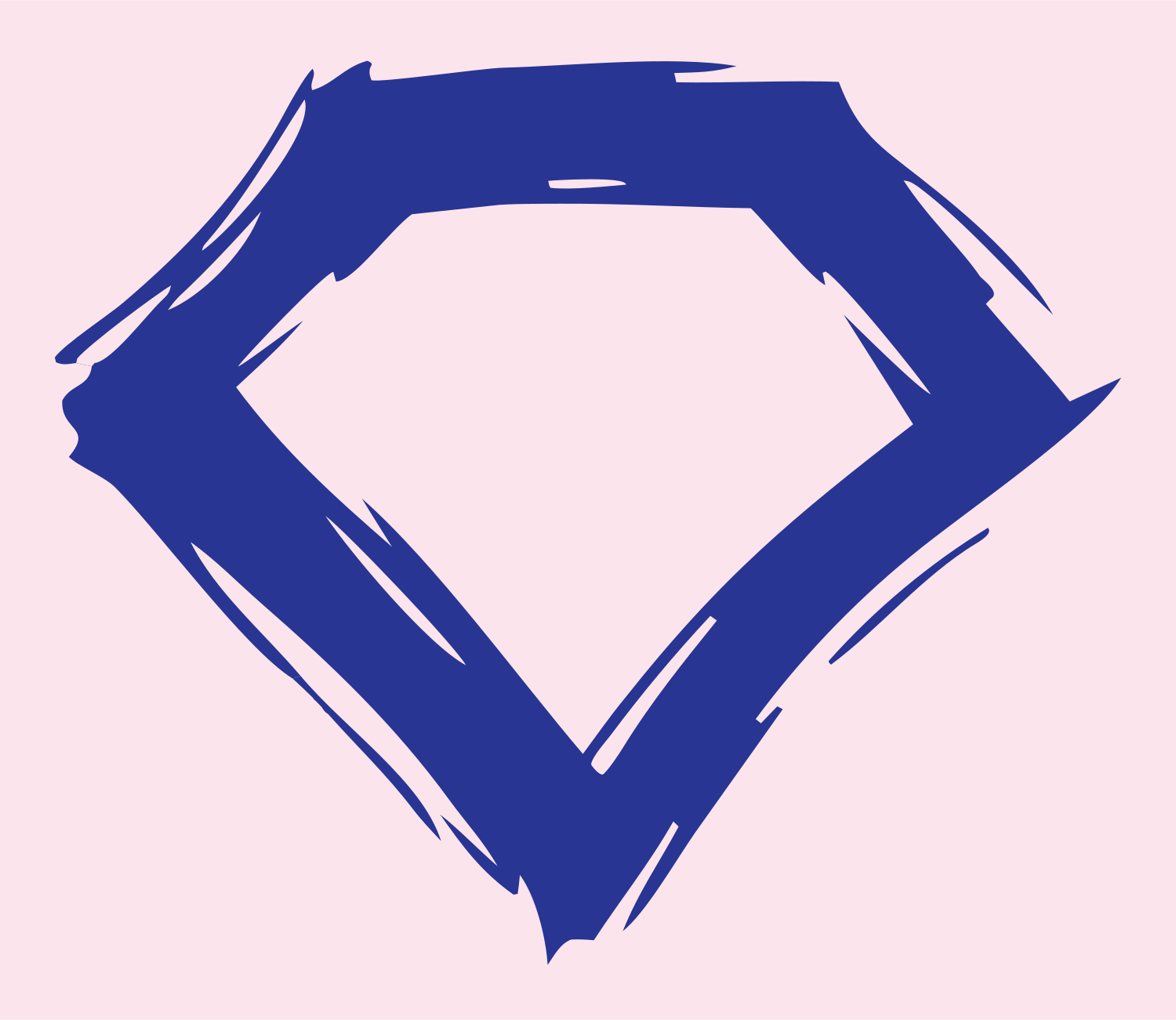 Sketchy Diamond Outline Mark #fce4ec/#283593