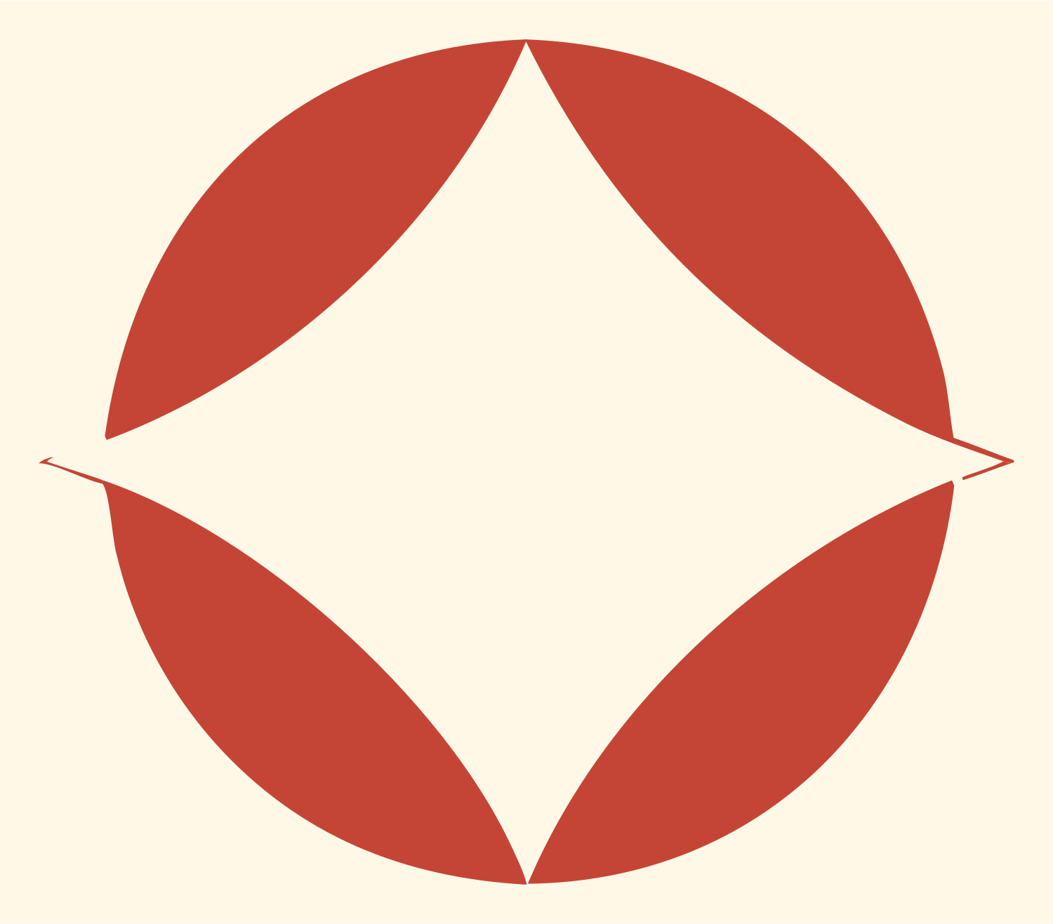 Negative Space Four-Point Star Logo #fff8e7/#c44536