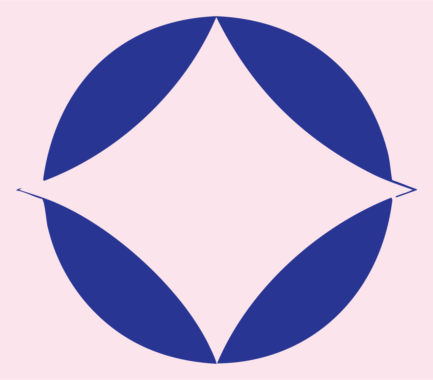 Negative Space Four-Point Star Logo #fce4ec/#283593