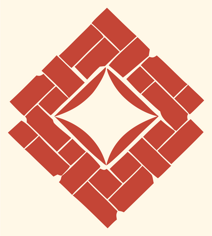 Brick Pattern Diamond Logo #fff8e7/#c44536