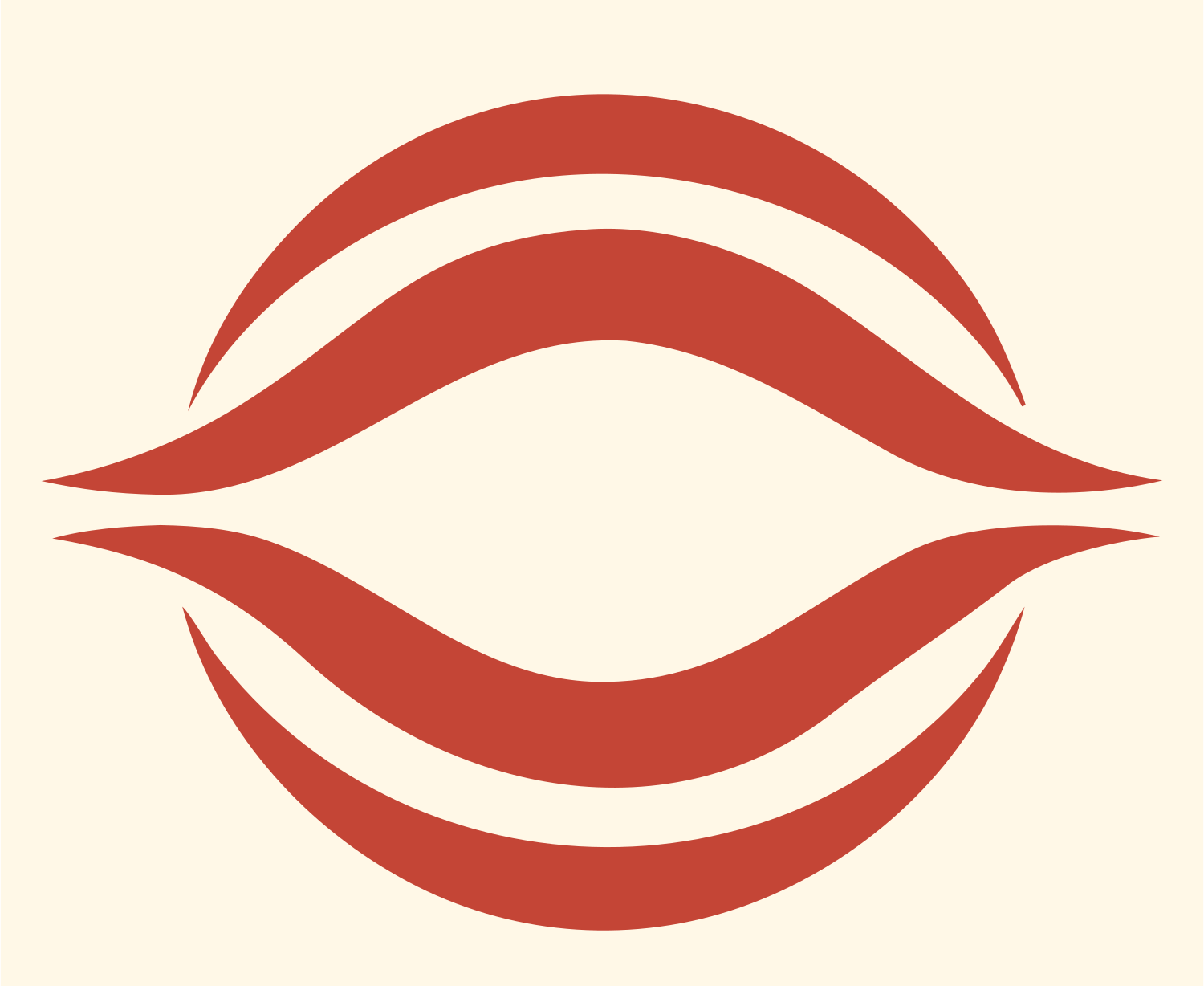 Negative Space Wave Lens Logo #fff8e7/#c44536