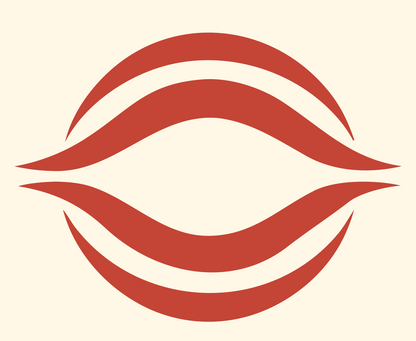 Negative Space Wave Lens Logo #fff8e7/#c44536