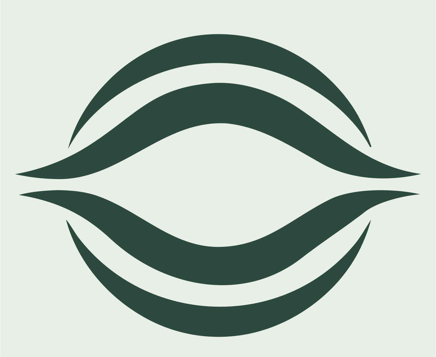 Negative Space Wave Lens Logo #e8efe9/#2d4a3e