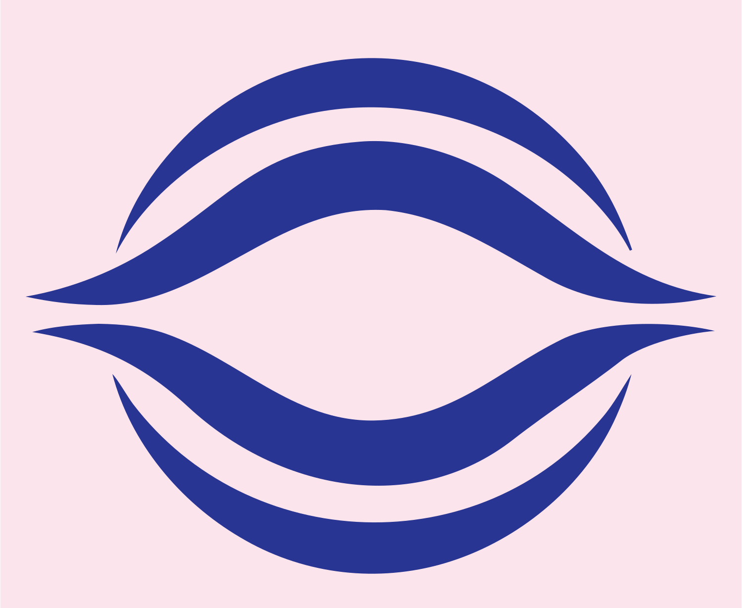 Negative Space Wave Lens Logo #fce4ec/#283593