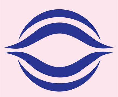 Negative Space Wave Lens Logo #fce4ec/#283593