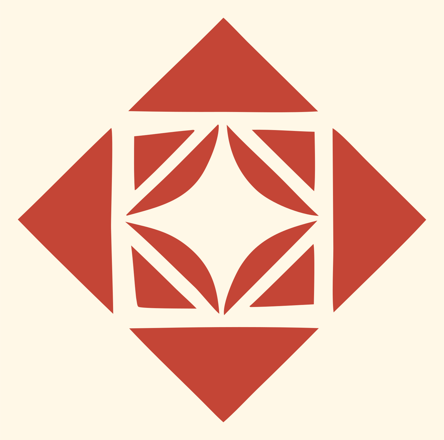 Geometric Diamond Petal Crest #fff8e7/#c44536
