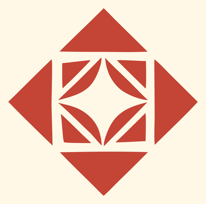 Geometric Diamond Petal Crest #fff8e7/#c44536